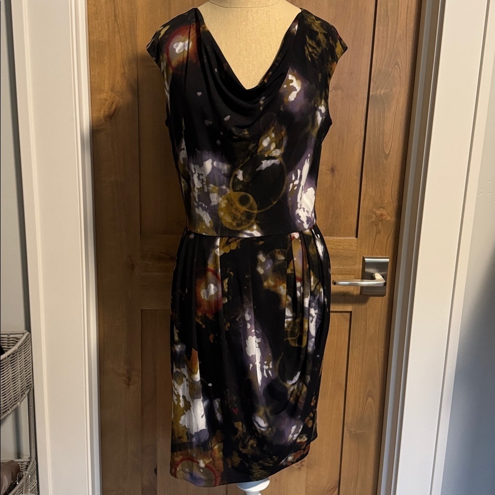 Calvin Klein dress Womens 4 jewel tones Abstract print sleeveless shift Career